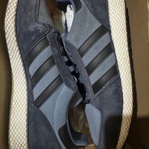 adidas Navy and Black Suede Three-Stripe Sneakers